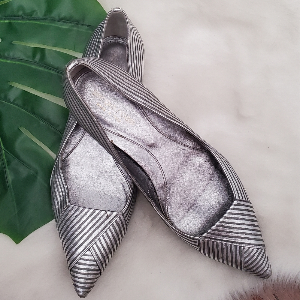 Sergio Rossi Silver Metallic Flats Size 36.5